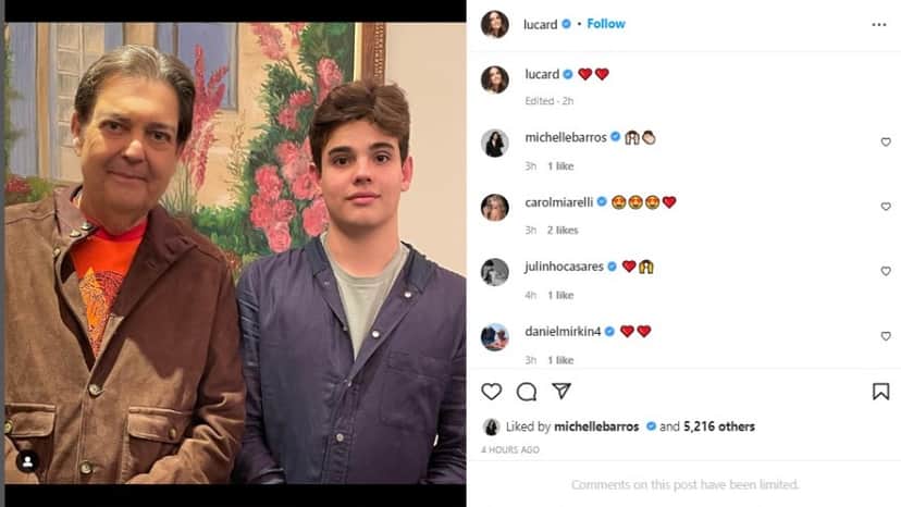 Faustão e Rodrigo em foto publicada por Luciana Cardoso (Foto: Reprodução/Instagram) Faustão e Rodrigo em foto publicada por Luciana Cardoso (Foto: Reprodução/Instagram)