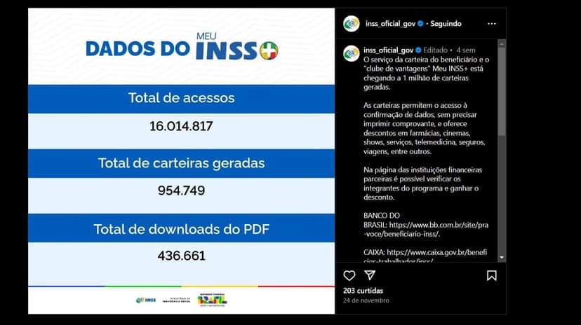 Anúncio oficial nas redes do INSS (Foto Reprodução/Instagram) Anúncio oficial nas redes do INSS (Foto Reprodução/Instagram)