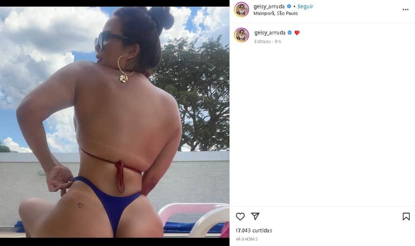 Geisy Arruda surpreendeu ao deixar tatuagem íntima escapar em foto ousada (Foto: Reprodução/ Instagram) Geisy Arruda surpreendeu ao deixar tatuagem íntima escapar em foto ousada (Foto: Reprodução/ Instagram)
